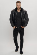 Купить Классическая куртка из экокожи мужская черного цвета 2386Ch, фото 4