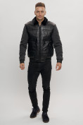 Купить Классическая куртка из экокожи мужская черного цвета 2386Ch, фото 14
