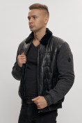 Купить Классическая куртка из экокожи мужская черного цвета 2386Ch, фото 10