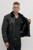 Купить Классическая куртка из экокожи мужская черного цвета 2386Ch, фото 11