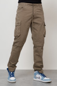 Купить Джинсы карго мужские с накладными карманами бежевого цвета 2401B, фото 3