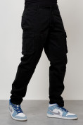 Купить Джинсы карго мужские с накладными карманами черного цвета 2401Ch, фото 3