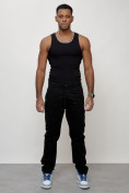 Купить Джинсы карго мужские с накладными карманами черного цвета 2401Ch, фото 5