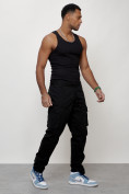 Купить Джинсы карго мужские с накладными карманами черного цвета 2401Ch, фото 7