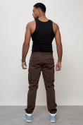 Купить Джинсы карго мужские с накладными карманами коричневого цвета 2401K, фото 4
