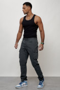 Купить Джинсы карго мужские с накладными карманами темно-серого цвета 2401TC, фото 2