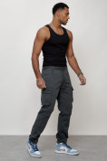 Купить Джинсы карго мужские с накладными карманами темно-серого цвета 2401TC, фото 3