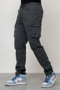 Купить Джинсы карго мужские с накладными карманами темно-серого цвета 2401TC, фото 6