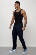 Купить Джинсы карго мужские с накладными карманами темно-синего цвета 2401TS, фото 10