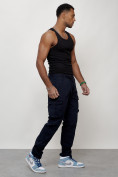 Купить Джинсы карго мужские с накладными карманами темно-синего цвета 2401TS, фото 11