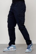 Купить Джинсы карго мужские с накладными карманами темно-синего цвета 2401TS, фото 6