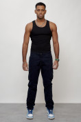 Купить Джинсы карго мужские с накладными карманами темно-синего цвета 2401TS, фото 9