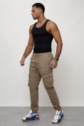 Купить Джинсы карго мужские с накладными карманами бежевого цвета 2402B, фото 10