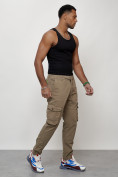 Купить Джинсы карго мужские с накладными карманами бежевого цвета 2402B, фото 11