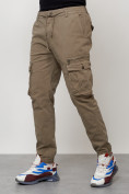 Купить Джинсы карго мужские с накладными карманами бежевого цвета 2402B, фото 6