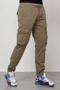 Купить Джинсы карго мужские с накладными карманами бежевого цвета 2402B, фото 7