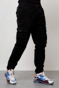 Купить Джинсы карго мужские с накладными карманами черного цвета 2402Ch, фото 2
