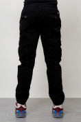 Купить Джинсы карго мужские с накладными карманами черного цвета 2402Ch, фото 4