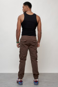 Купить Джинсы карго мужские с накладными карманами коричневого цвета 2402K, фото 4