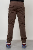 Купить Джинсы карго мужские с накладными карманами коричневого цвета 2402K, фото 8