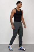 Купить Джинсы карго мужские с накладными карманами темно-серого цвета 2402TC, фото 10