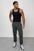 Купить Джинсы карго мужские с накладными карманами темно-серого цвета 2402TC, фото 7