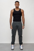 Купить Джинсы карго мужские с накладными карманами темно-серого цвета 2402TC, фото 8