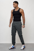 Купить Джинсы карго мужские с накладными карманами темно-серого цвета 2402TC, фото 9