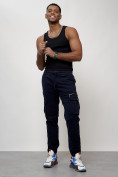 Купить Джинсы карго мужские с накладными карманами темно-синего цвета 2402TS, фото 10