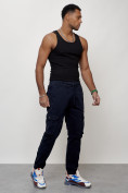 Купить Джинсы карго мужские с накладными карманами темно-синего цвета 2402TS, фото 3