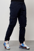 Купить Джинсы карго мужские с накладными карманами темно-синего цвета 2402TS, фото 7