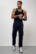 Купить Джинсы карго мужские с накладными карманами темно-синего цвета 2402TS, фото 9