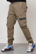 Купить Джинсы карго мужские с накладными карманами бежевого цвета 2403-1B, фото 3