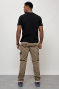 Купить Джинсы карго мужские с накладными карманами бежевого цвета 2403-1B, фото 9