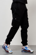 Купить Джинсы карго мужские с накладными карманами черного цвета 2403-1Ch, фото 4