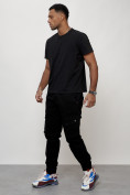 Купить Джинсы карго мужские с накладными карманами черного цвета 2403-1Ch, фото 7