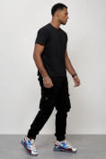 Купить Джинсы карго мужские с накладными карманами черного цвета 2403-1Ch, фото 8