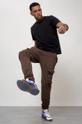 Купить Джинсы карго мужские с накладными карманами коричневого цвета 2403-1K, фото 10