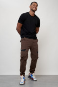 Купить Джинсы карго мужские с накладными карманами коричневого цвета 2403-1K, фото 11