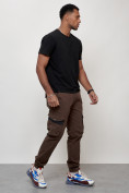 Купить Джинсы карго мужские с накладными карманами коричневого цвета 2403-1K, фото 3