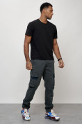 Купить Джинсы карго мужские с накладными карманами темно-серого цвета 2403-1TC, фото 10