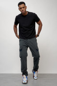Купить Джинсы карго мужские с накладными карманами темно-серого цвета 2403-1TC, фото 6