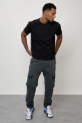 Купить Джинсы карго мужские с накладными карманами темно-серого цвета 2403-1TC, фото 7