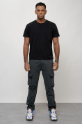 Купить Джинсы карго мужские с накладными карманами темно-серого цвета 2403-1TC, фото 8