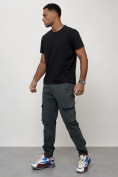 Купить Джинсы карго мужские с накладными карманами темно-серого цвета 2403-1TC, фото 9