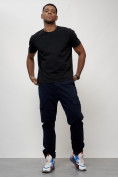 Купить Джинсы карго мужские с накладными карманами темно-синего цвета 2403-1TS, фото 10