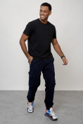 Купить Джинсы карго мужские с накладными карманами темно-синего цвета 2403-1TS, фото 12