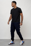 Купить Джинсы карго мужские с накладными карманами темно-синего цвета 2403-1TS, фото 2