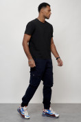 Купить Джинсы карго мужские с накладными карманами темно-синего цвета 2403-1TS, фото 3
