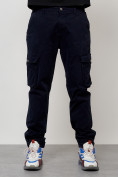 Купить Джинсы карго мужские с накладными карманами темно-синего цвета 2403-1TS, фото 5